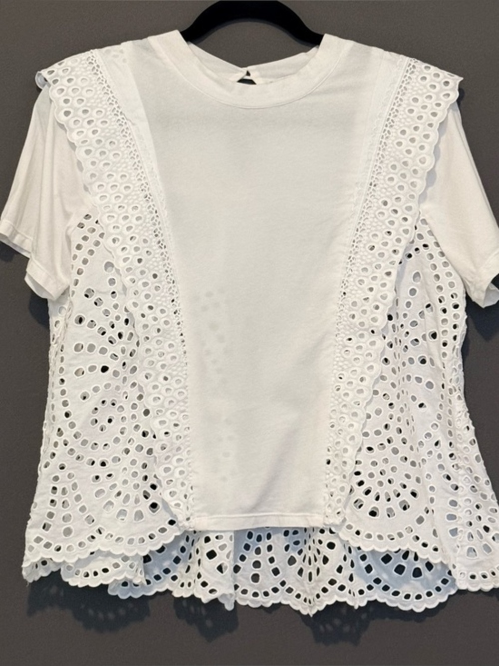 Sea New York Eyelet Lace Peplum Ruffle Top Women’s White XS Coquette